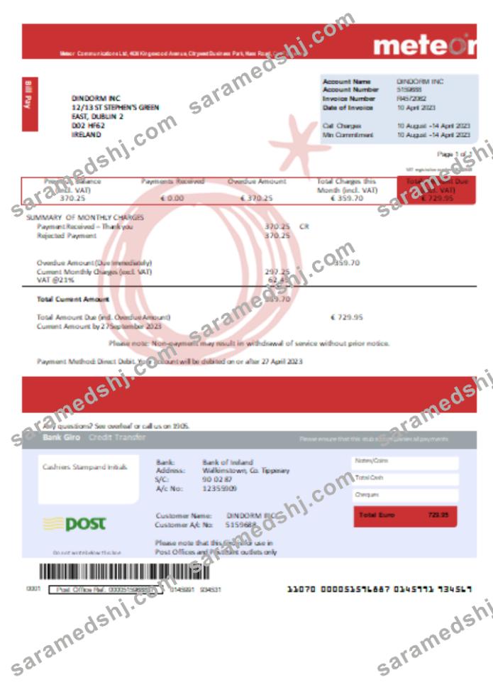 Meteor utility business bill,  SCR